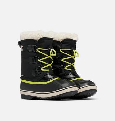 Youth YOOT PAC Nylon Waterproof Snow Boots, Color: Black, Chartreuse, image 2