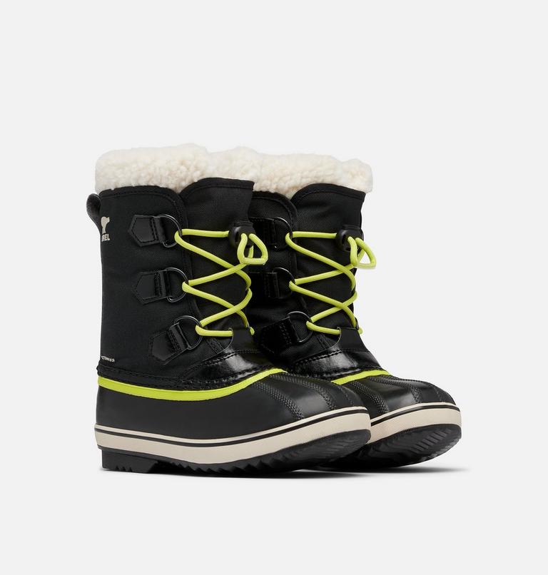 Youth YOOT PAC Nylon Waterproof Snow Boots, Color: Black, Chartreuse, image 2