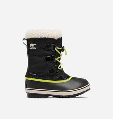 Youth YOOT PAC Nylon Waterproof Snow Boots, Color: Black, Chartreuse, image 1