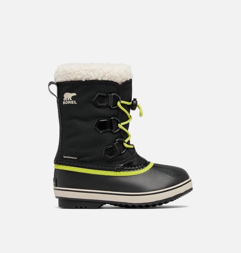 Youth YOOT PAC Nylon Waterproof Snow Boots, Color: Black, Chartreuse, image 1