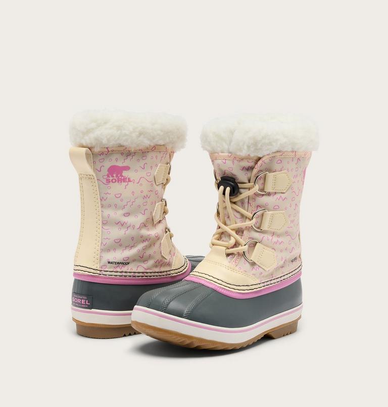 Kids' YOOT PAC Nylon Waterproof Snow Boots, Color: Honey White, Orchid, image 8
