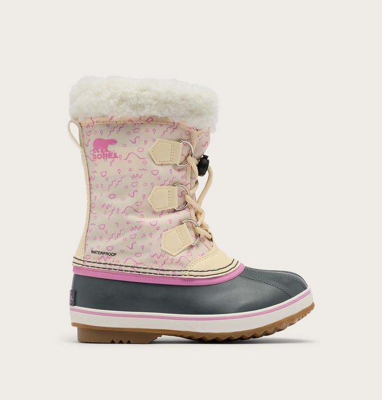 Kids' YOOT PAC Nylon Waterproof Snow Boots, Color: Honey White, Orchid, image 1