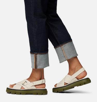 Women's REIN CB Crisscross Sandal, Color: Chalk, Utility Green, image 2