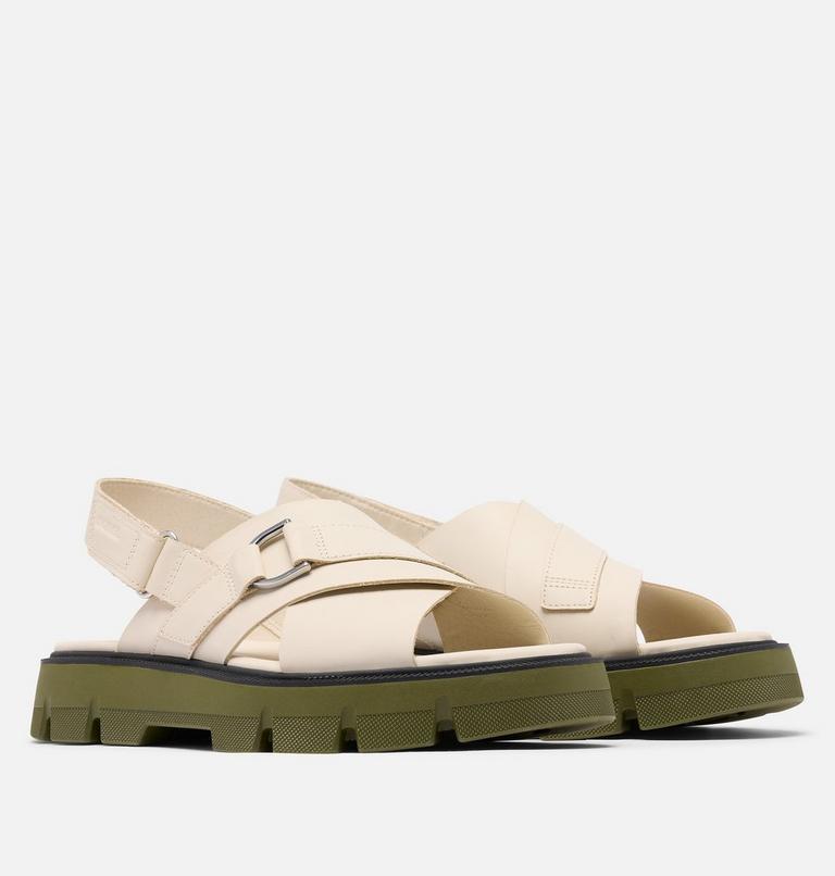 Women's REIN CB Crisscross Sandal, Color: Chalk, Utility Green, image 2
