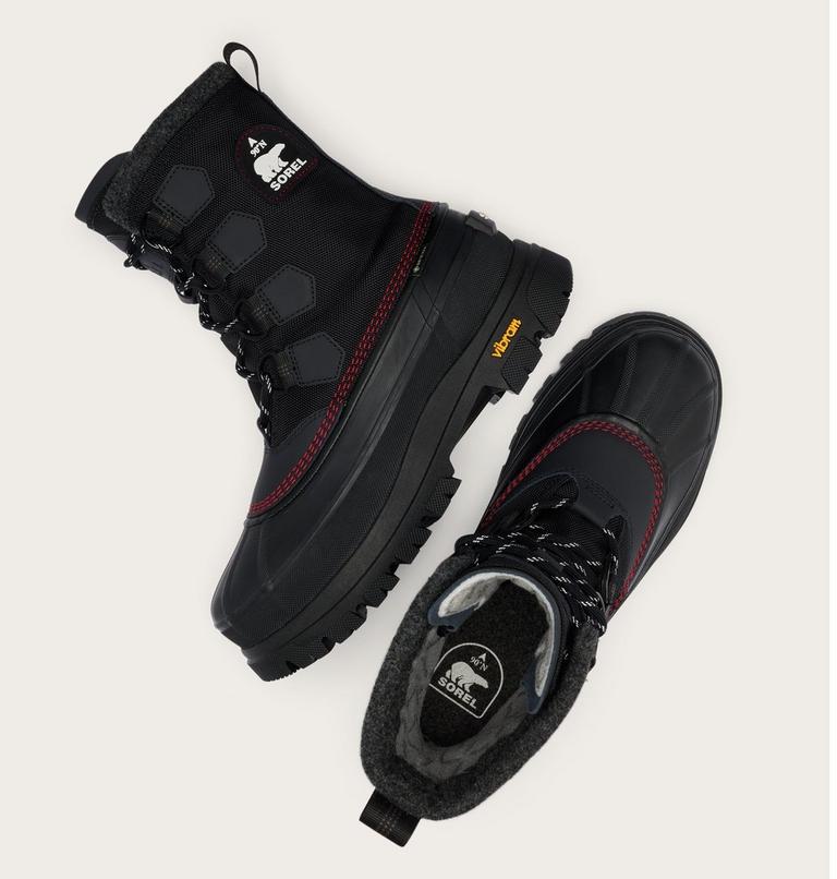 Men's CARIBOU HORIZON GTX Winter Boots, Color: Black, Bright Red, image 3