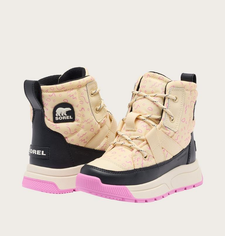 Youth WHITNEY III Waterproof Snow Boots, Color: Honey White, Black, image 8