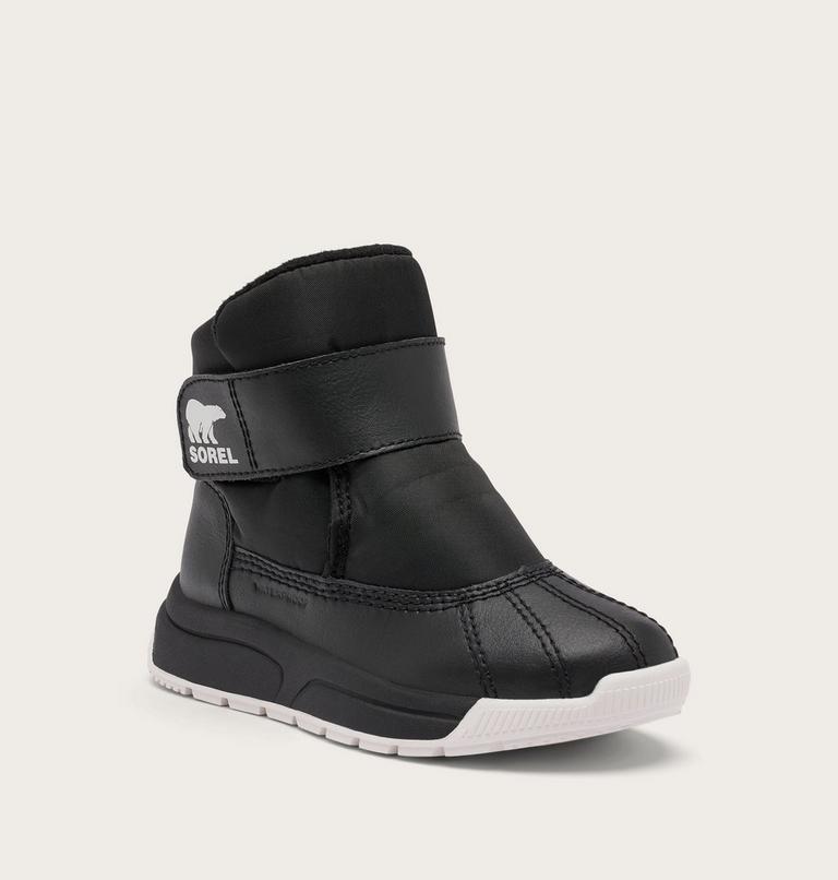 Children's WHITNEY III Strap Waterproof Snow Boots, Color: Black, Sea Salt, image 6