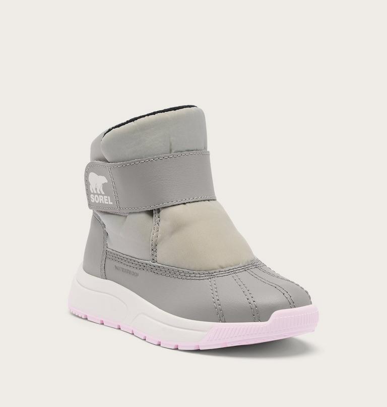 Children's WHITNEY III Strap Waterproof Snow Boots, Color: Dove, Pink Dawn, image 6