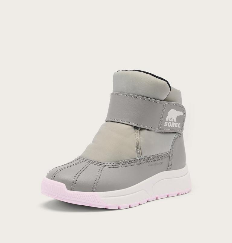 Children's WHITNEY III Strap Waterproof Snow Boots, Color: Dove, Pink Dawn, image 7