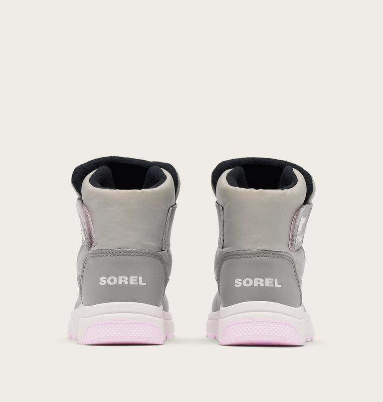 Children's WHITNEY III Strap Waterproof Snow Boots, Color: Dove, Pink Dawn, image 2