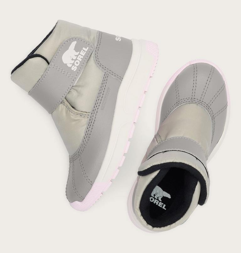Children's WHITNEY III Strap Waterproof Snow Boots, Color: Dove, Pink Dawn, image 4
