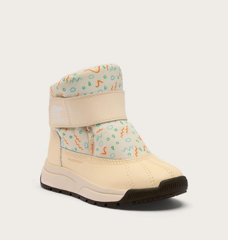 Children's WHITNEY III Strap Waterproof Snow Boots, Color: Snow, Honey White, image 6