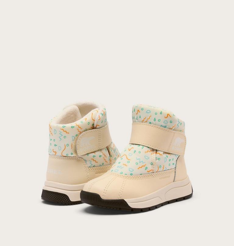 Children's WHITNEY III Strap Waterproof Snow Boots, Color: Snow, Honey White, image 8