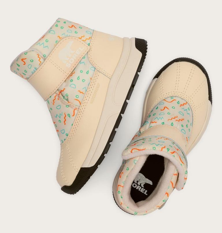Children's WHITNEY III Strap Waterproof Snow Boots, Color: Snow, Honey White, image 4