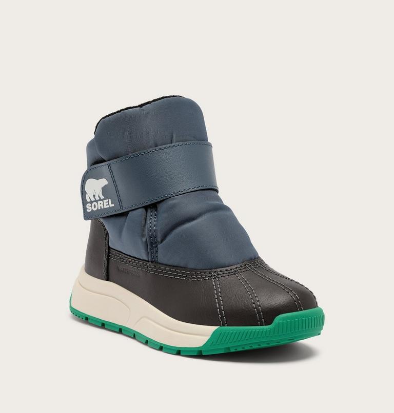 Children's WHITNEY III Strap Waterproof Snow Boots, Color: Uniform Blue, Jet, image 6