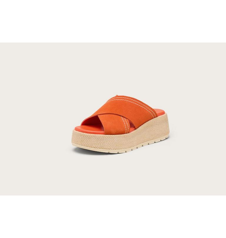Sunpeak Platform Slide Women's Sandal, Color: Crimson Fire, Honey White, image 8