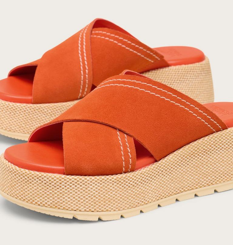 Sunpeak Platform Slide Women's Sandal, Color: Crimson Fire, Honey White, image 5