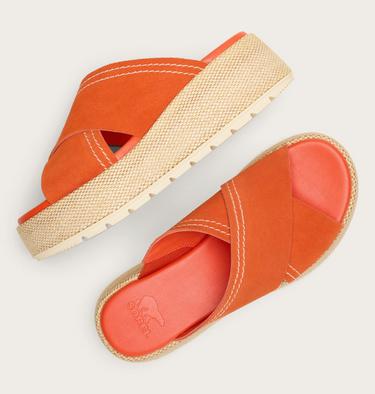 Sunpeak Platform Slide Women's Sandal, Color: Crimson Fire, Honey White, image 4