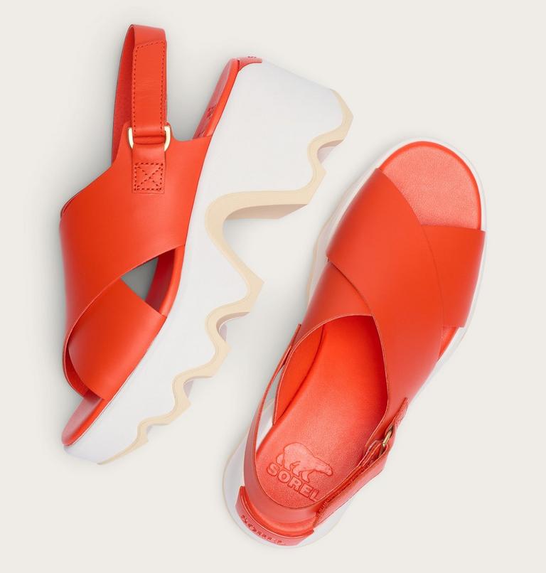 Kinetic Aura Slingback Women's Sandal, Color: Crimson Fire, Honey White, image 4