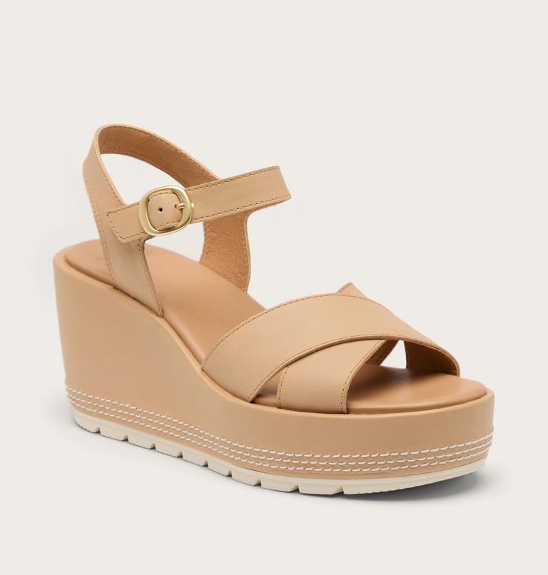 Sunpeak Wedge Ankle Strap Women's Sandal, Color: Honest Beige, Chalk, image 7