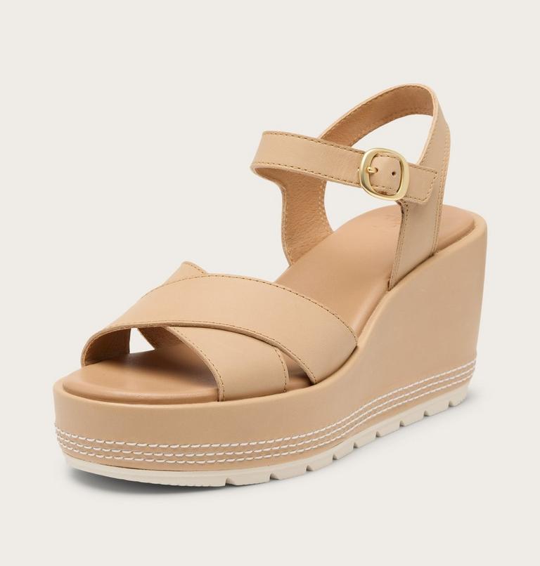 Sunpeak Wedge Ankle Strap Women's Sandal, Color: Honest Beige, Chalk, image 8