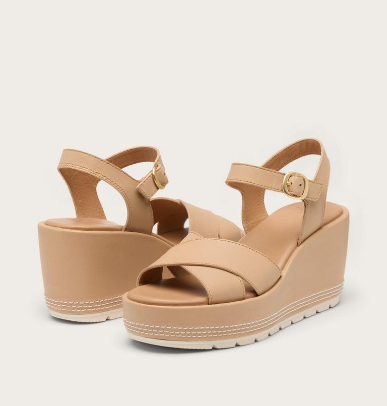 Sunpeak Wedge Ankle Strap Women's Sandal, Color: Honest Beige, Chalk, image 6