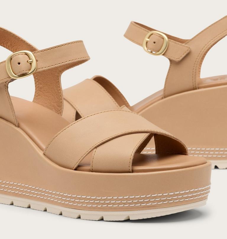 Sunpeak Wedge Ankle Strap Women's Sandal, Color: Honest Beige, Chalk, image 5