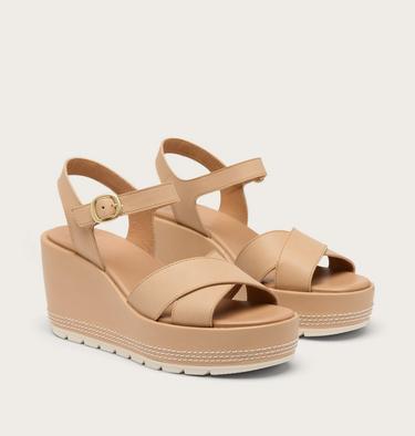 Sunpeak Wedge Ankle Strap Women's Sandal, Color: Honest Beige, Chalk, image 2