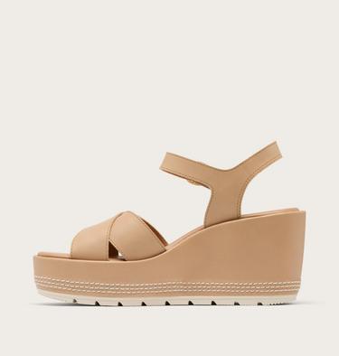 Sunpeak Wedge Ankle Strap Women's Sandal, Color: Honest Beige, Chalk, image 4