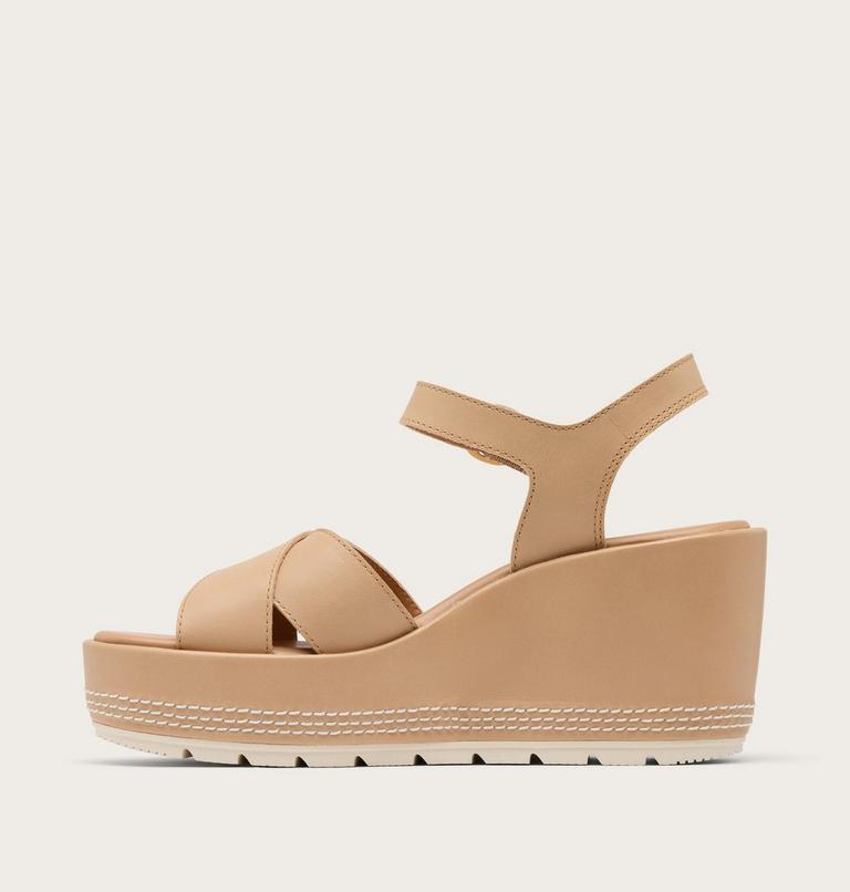 Sunpeak Wedge Ankle Strap Women's Sandal, Color: Honest Beige, Chalk, image 4