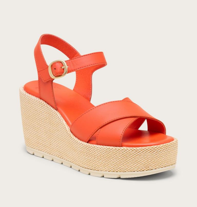 Sunpeak Wedge Ankle Strap Sandales Pour Femme, Color: Crimson Fire, Chalk, image 7
