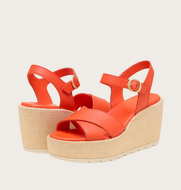 Sunpeak Wedge Ankle Strap Sandales Pour Femme, Color: Crimson Fire, Chalk, image 6