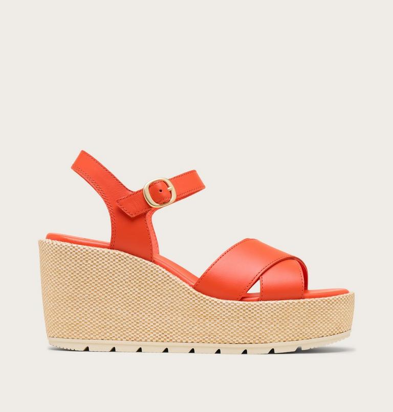 Sunpeak Wedge Ankle Strap Sandales Pour Femme, Color: Crimson Fire, Chalk, image 1