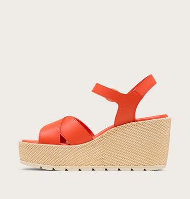 Sunpeak Wedge Ankle Strap Women's Sandal, Color: Crimson Fire, Chalk, image 16