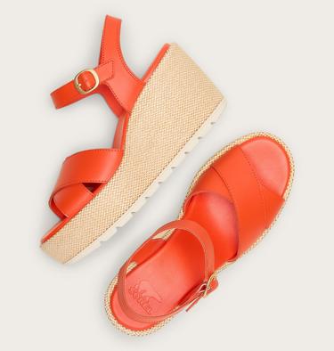 Sunpeak Wedge Ankle Strap Sandales Pour Femme, Color: Crimson Fire, Chalk, image 16