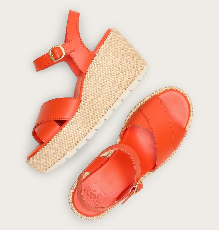 Sunpeak Wedge Ankle Strap Sandales Pour Femme, Color: Crimson Fire, Chalk, image 4