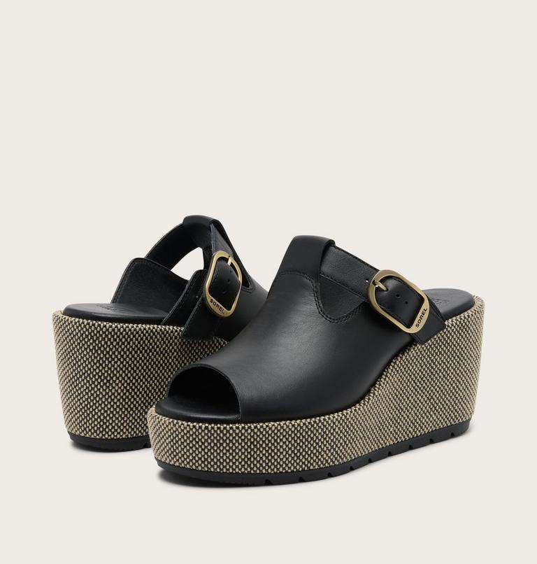 Sunpeak Wedge Slide Women's Sandal, Color: Black, Natural, image 6