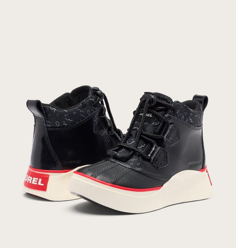 Kids' OUT N ABOUT IV Classic Waterproof Boots, Color: Black, Bright Red, image 9