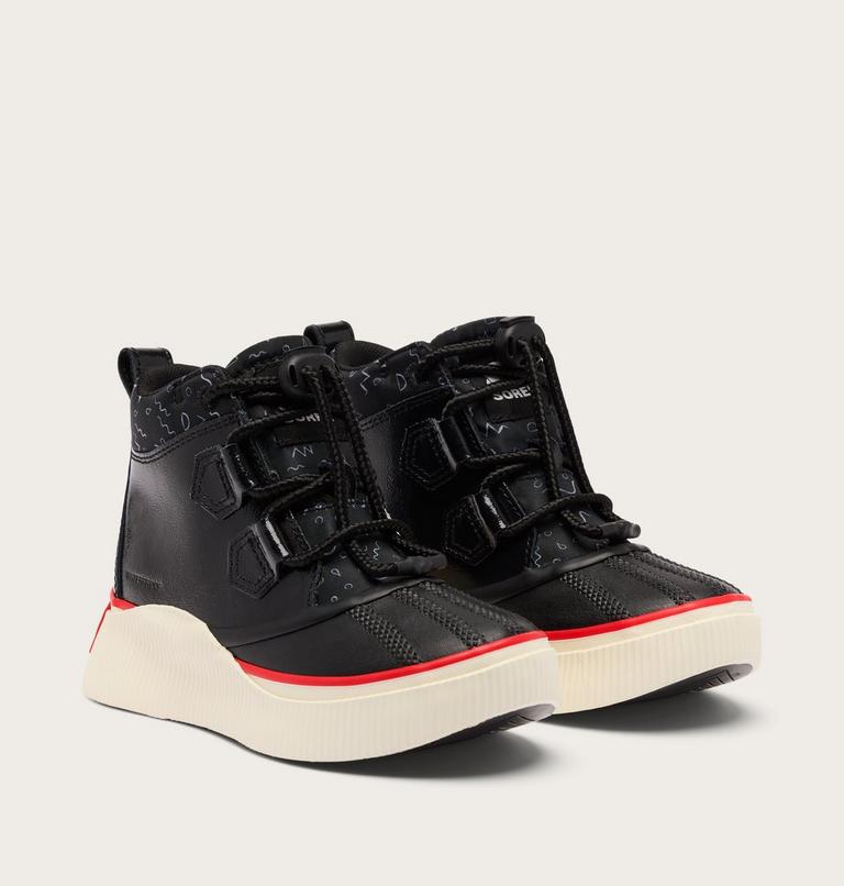 Kids' OUT N ABOUT IV Classic Waterproof Boots, Color: Black, Bright Red, image 2