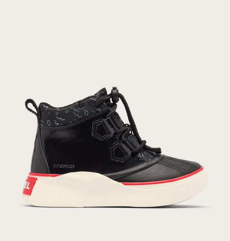 Kids' OUT N ABOUT IV Classic Waterproof Boots, Color: Black, Bright Red, image 1