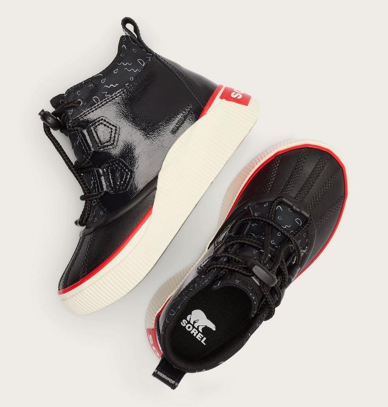 Kids' OUT N ABOUT IV Classic Waterproof Boots, Color: Black, Bright Red, image 5