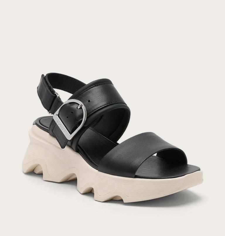 Women's KINETIC Impact Wedge Sandal, Color: Black, Chalk, image 7