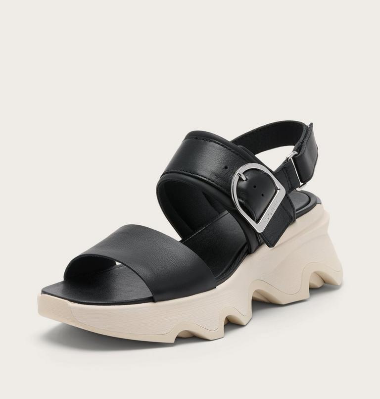 Women's KINETIC Impact Wedge Sandal, Color: Black, Chalk, image 8