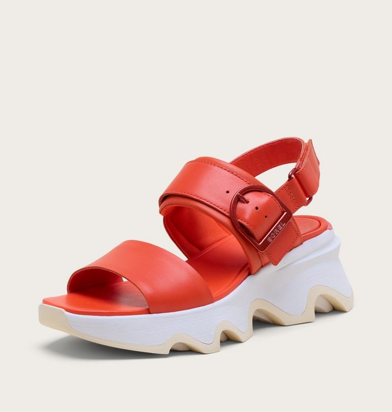 Kinetic Impact Wedge Women's Sandal, Color: Crimson Fire, Honey White, image 8