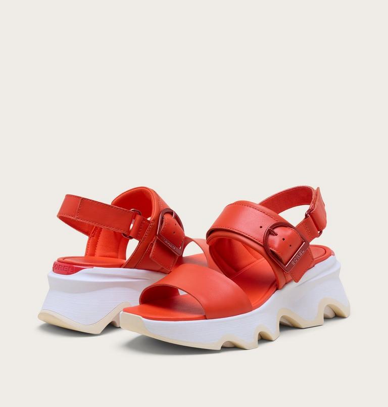 Kinetic Impact Wedge Women's Sandal, Color: Crimson Fire, Honey White, image 6