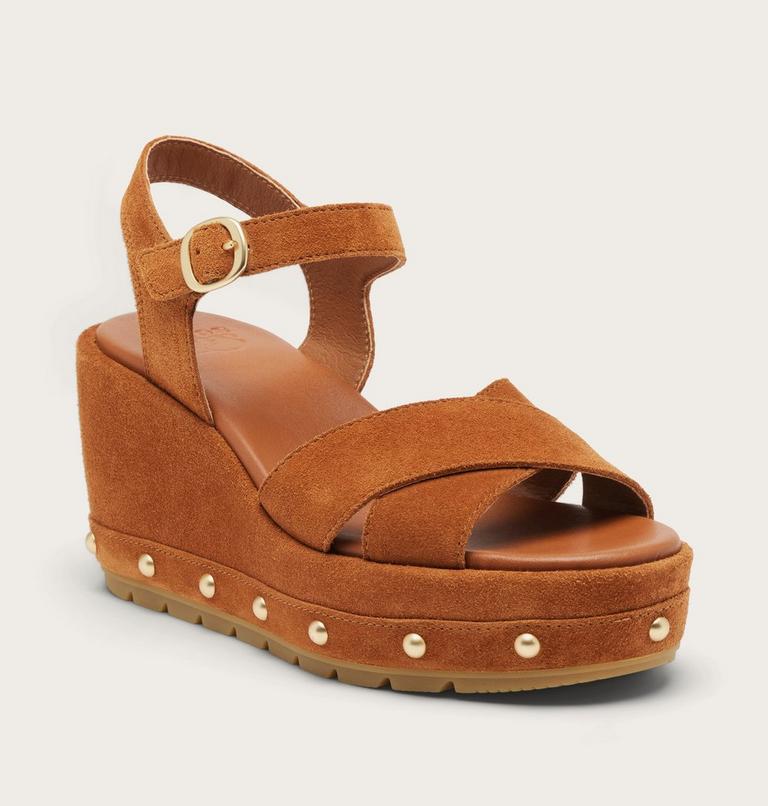 Sunpeak Wedge Ankle Strap RVT Sandales Pour Femme, Color: Iced Tea, Gum 16, image 7