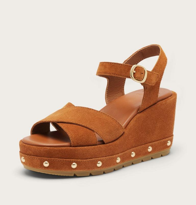 Sunpeak Wedge Ankle Strap RVT Sandales Pour Femme, Color: Iced Tea, Gum 16, image 8