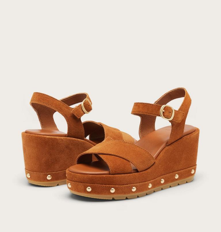 Sunpeak Wedge Ankle Strap RVT Women's Sandal, Color: Iced Tea, Gum 16, image 6