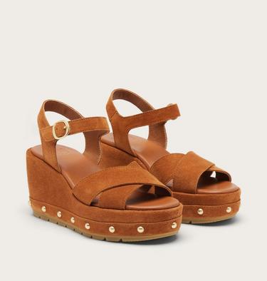 Sunpeak Wedge Ankle Strap RVT Women's Sandal, Color: Iced Tea, Gum 16, image 2