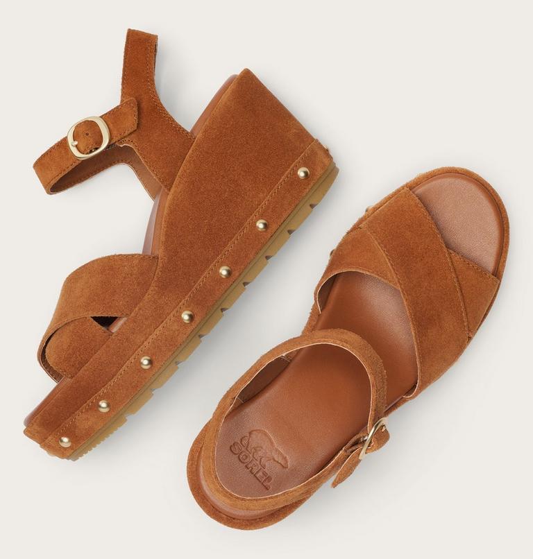 Sunpeak Wedge Ankle Strap RVT Women's Sandal, Color: Iced Tea, Gum 16, image 4